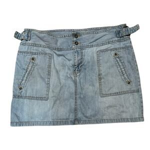 Y2K Old Navy Mini Denim Skirt Womens 10 Lightwash Utility Carpenter Vacation